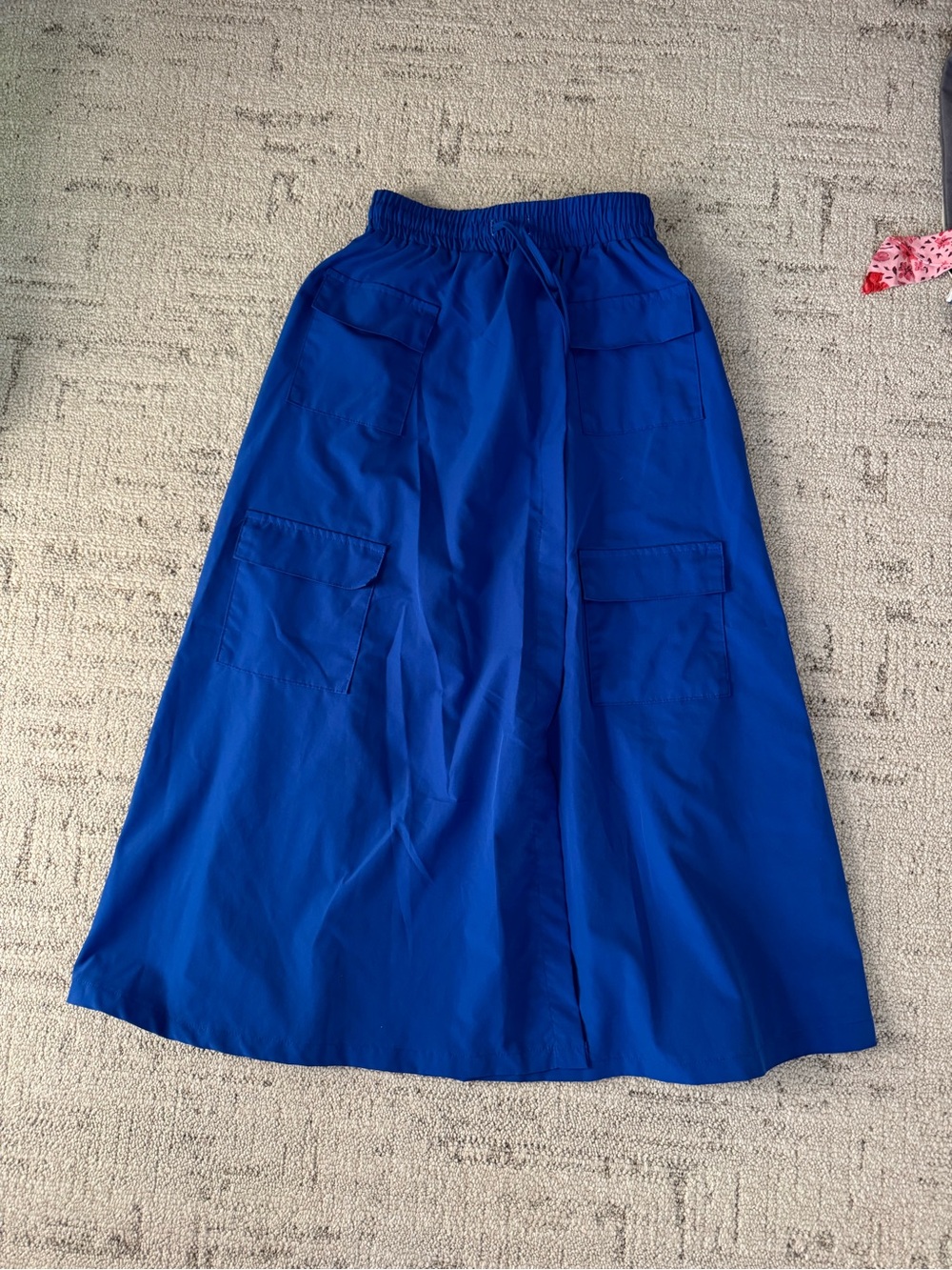 Royal Blue Maxi Cargo Skirt with Drawstring Waist and pockets